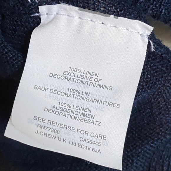 J. Crew Navy Linen Sweater with Pom Pom Trim, Med - Picture 10 of 11